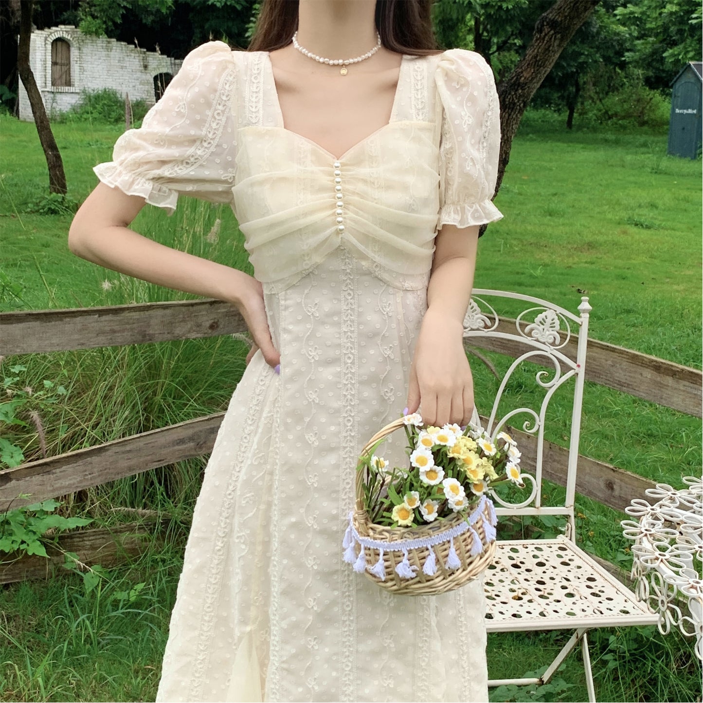 Tea break French-style dress, chic dress, vintage gentle, sweet and salty, suitable for fairy and chic styles.