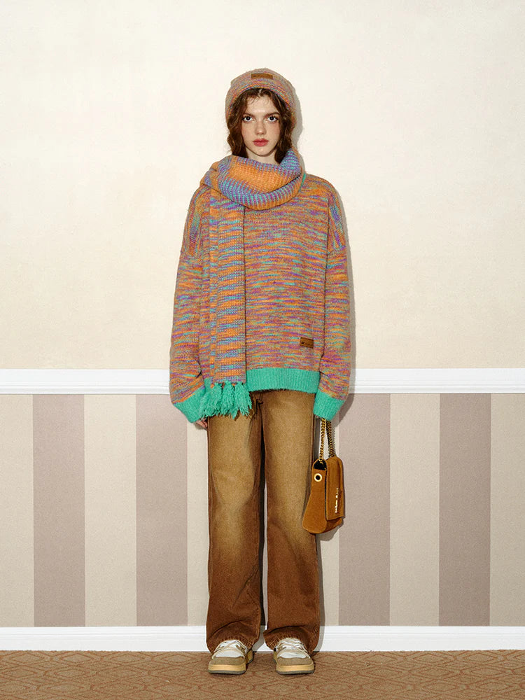 Colorful Casual Muffler & Knit-Hat