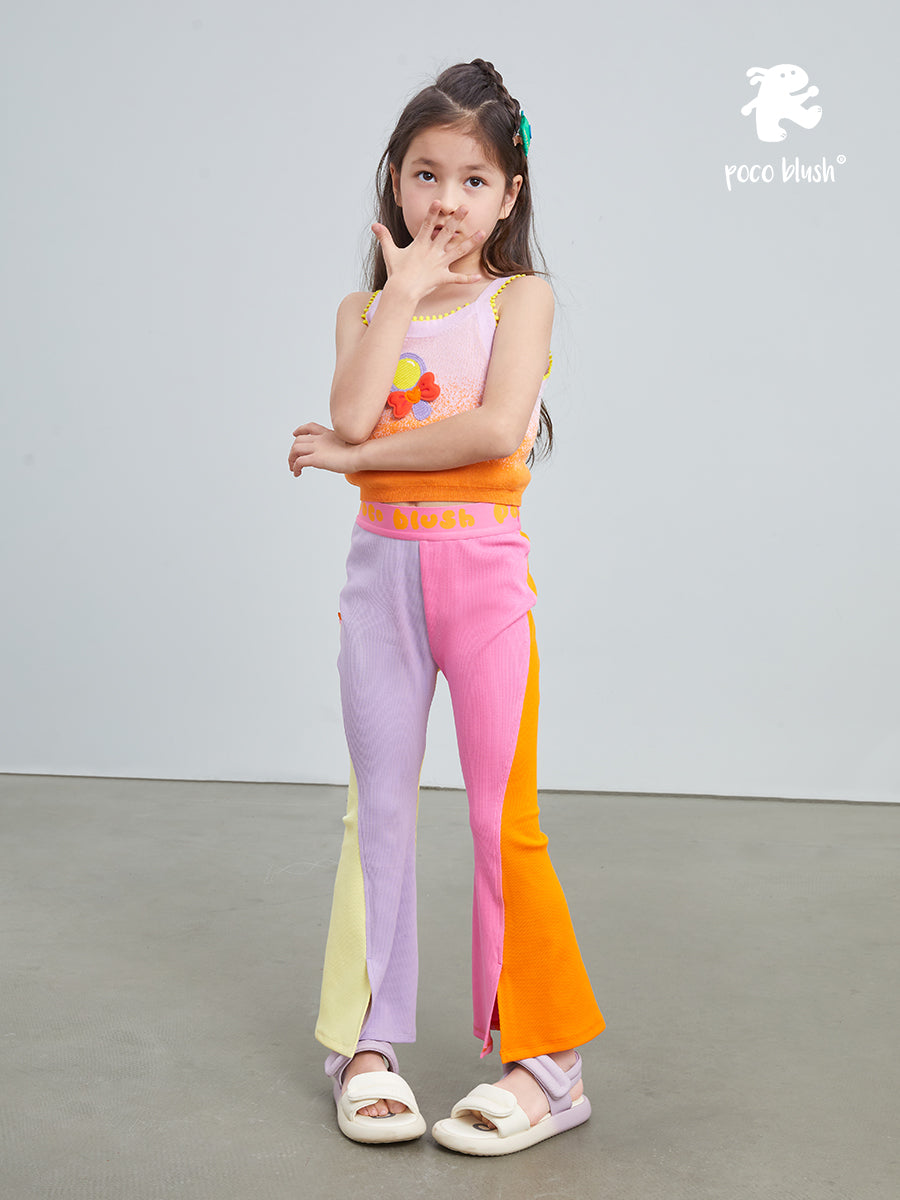 pocoblush Original Design Four-Color Spiral Flared Pants for Girls Spring/Summer Thin Pants 2024 New Color Collision