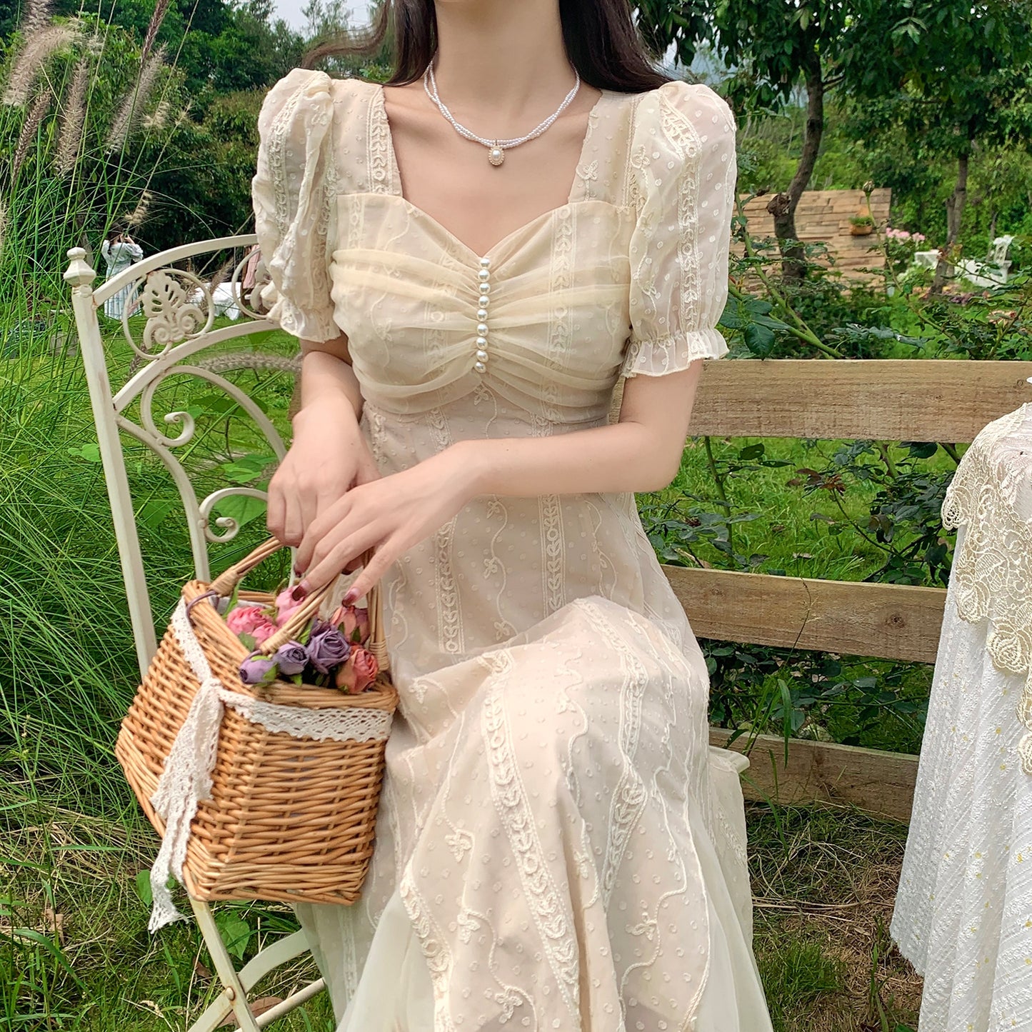 Tea break French-style dress, chic dress, vintage gentle, sweet and salty, suitable for fairy and chic styles.