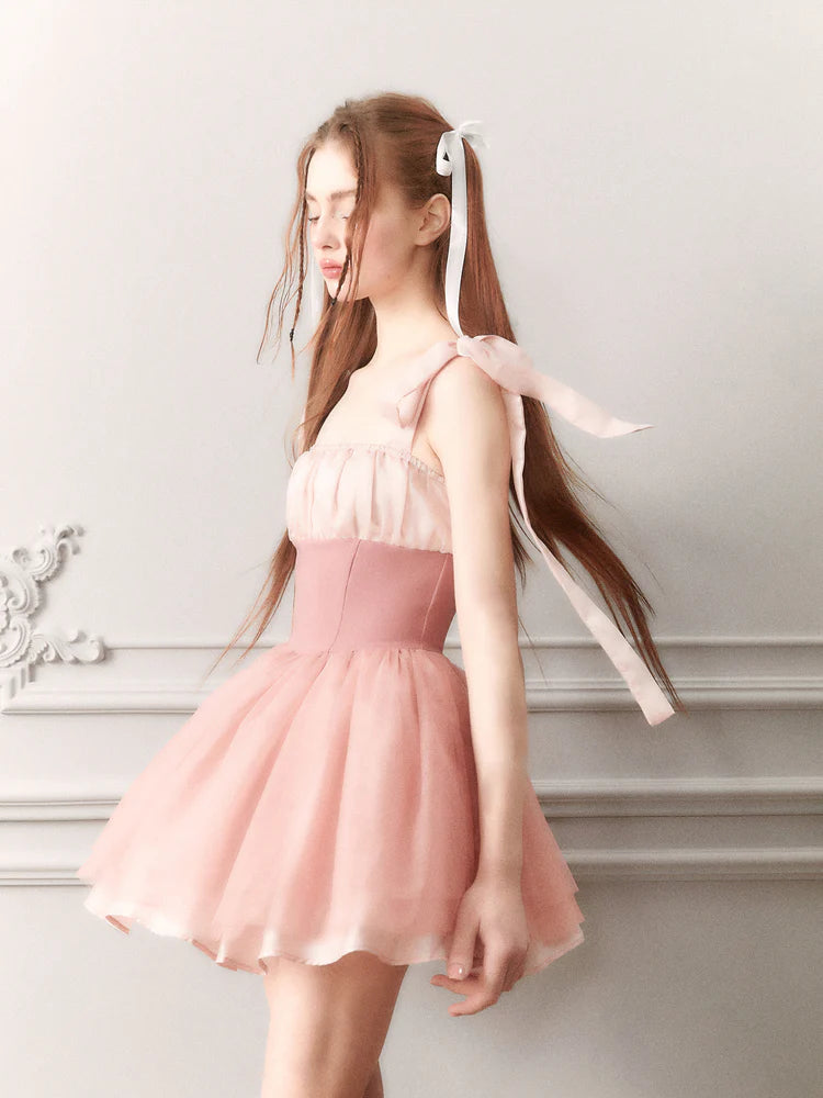 Fluffily Princess Lace Ribbon Ciffon Doll One-Piece