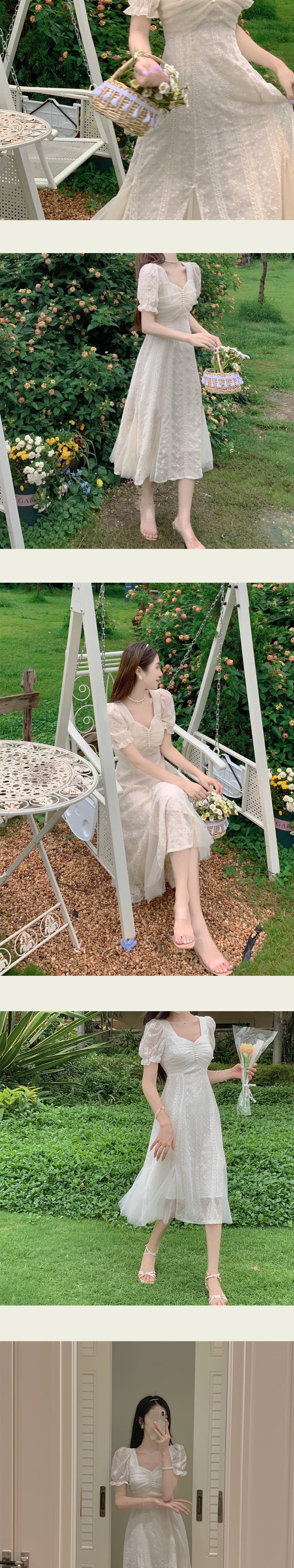 Tea break French-style dress, chic dress, vintage gentle, sweet and salty, suitable for fairy and chic styles.