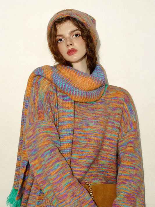 Colorful Casual Muffler & Knit-Hat