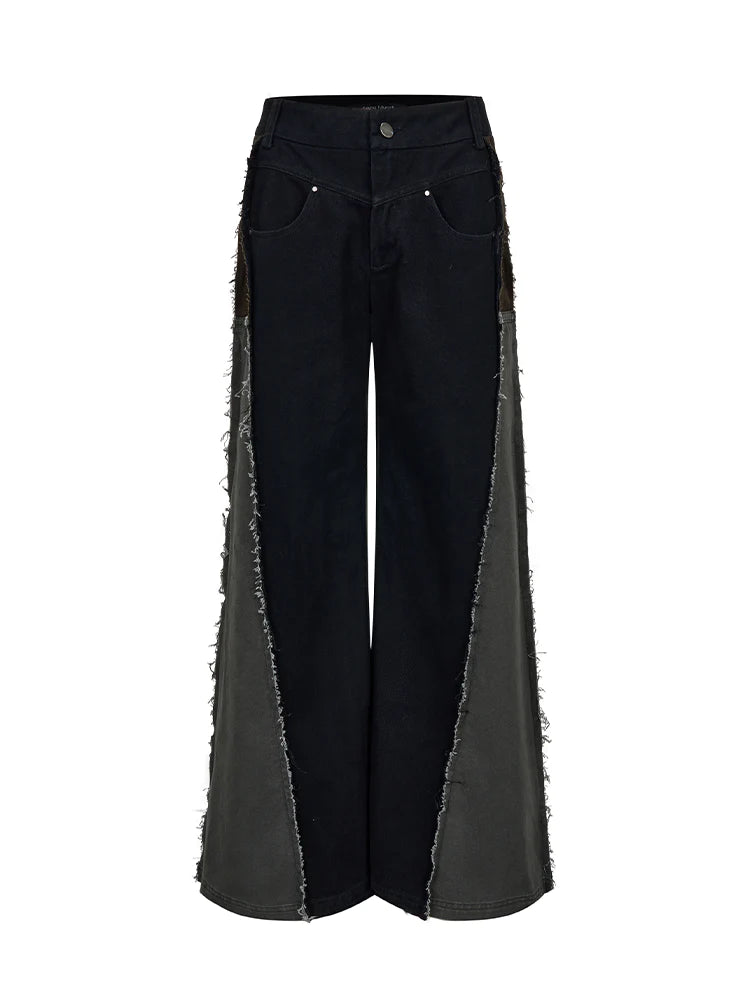 Denim Tassel Casual Patchwork Flare-Pants