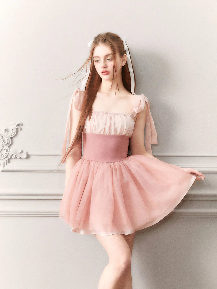 Fluffily Princess Lace Ribbon Ciffon Doll One-Piece