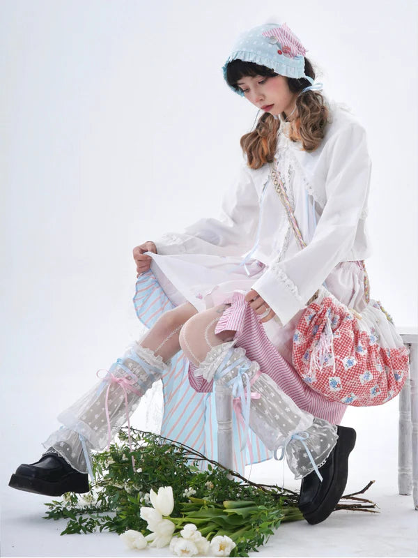 Hand-Stitching Lace Floral Folds Messenger Bag