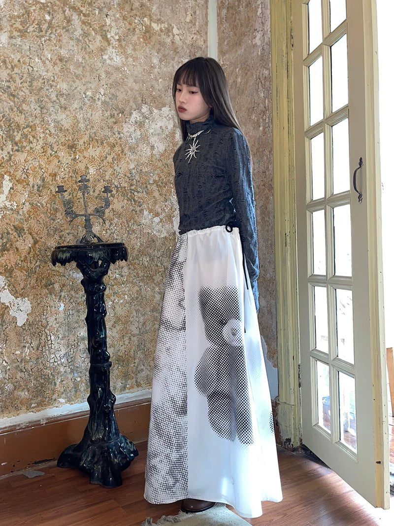 Animal Picture Nichi Flare Long-Skirt