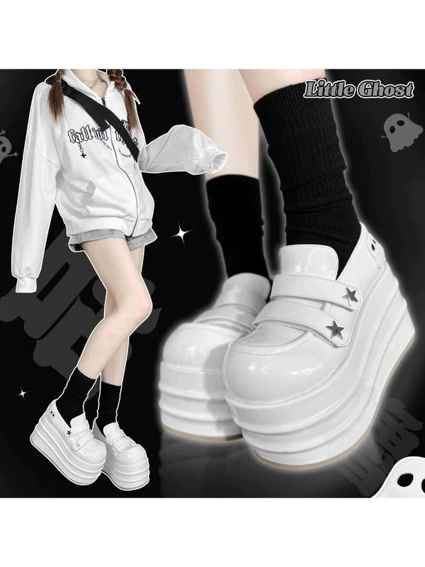 With Ghost Velcro Platform Shoes