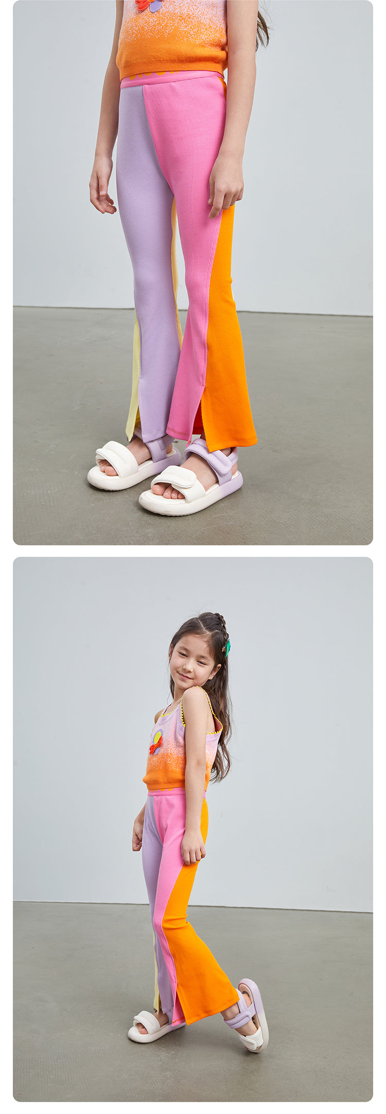 pocoblush Original Design Four-Color Spiral Flared Pants for Girls Spring/Summer Thin Pants 2024 New Color Collision