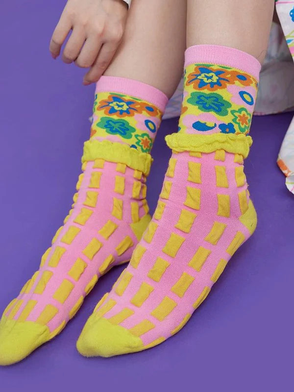 Floral Frilly Socks