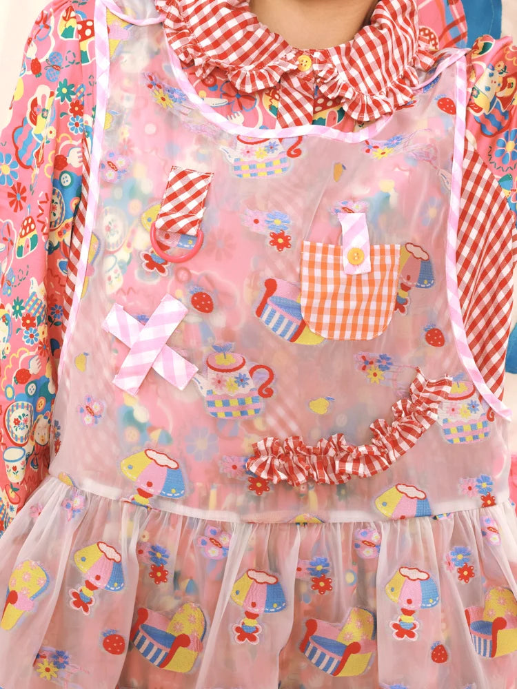 Fancy Pop Badge Layered APRON ONE-PIECE- Outfits Aesthetic