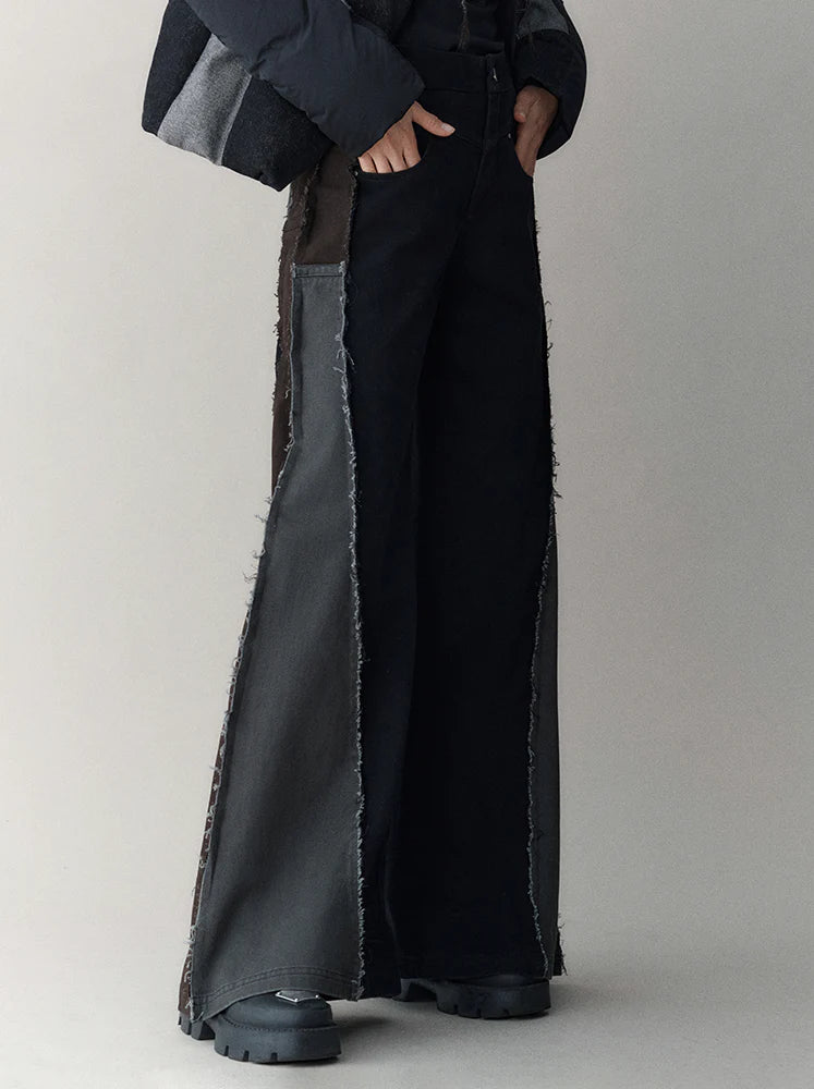 Denim Tassel Casual Patchwork Flare-Pants