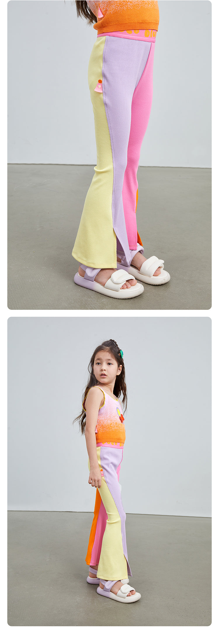 pocoblush Original Design Four-Color Spiral Flared Pants for Girls Spring/Summer Thin Pants 2024 New Color Collision