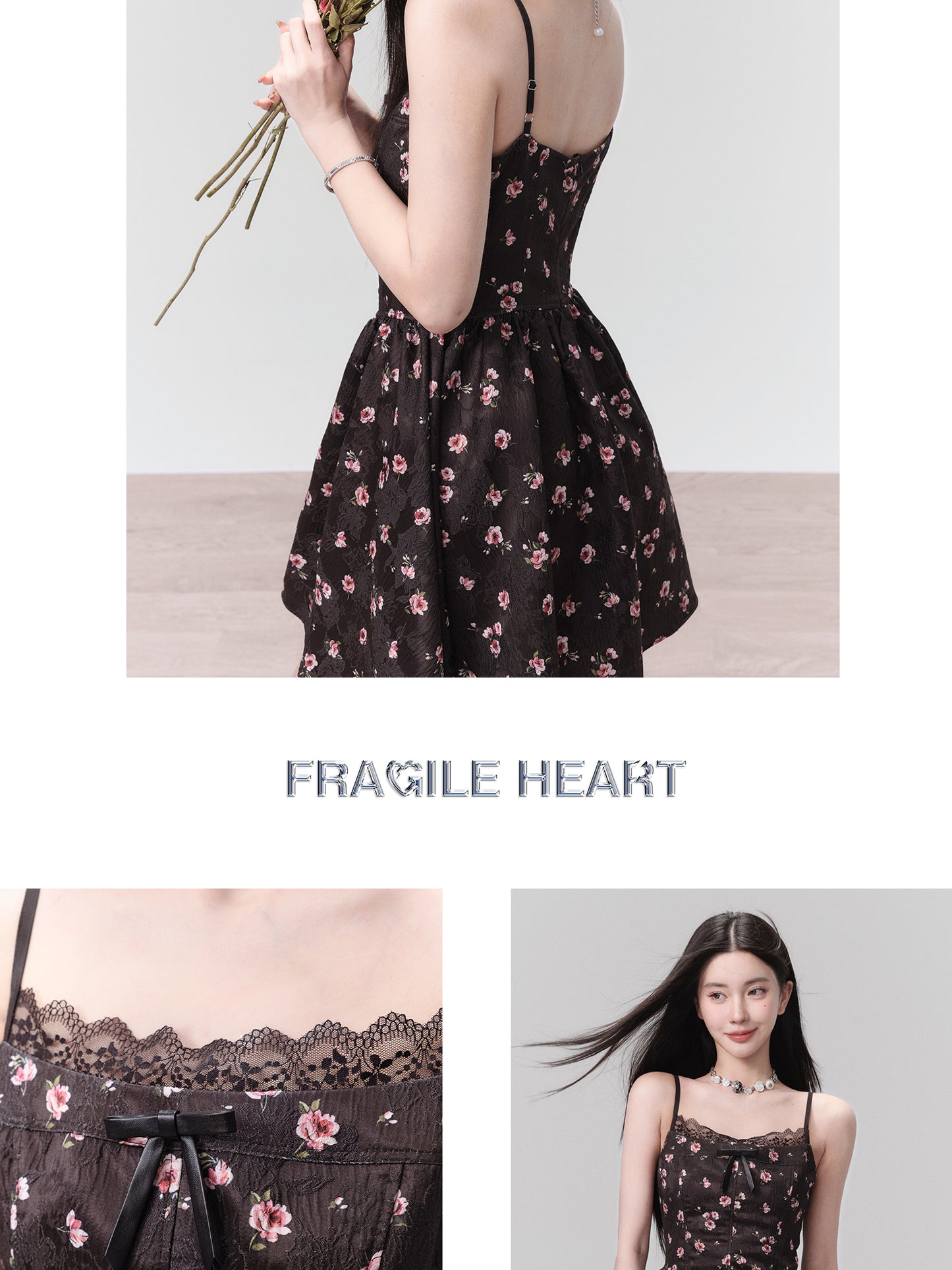 Dropping Rose Garden" - Exquisite floral dress, exuding a romantic and elegant atmosphere, perfect for a charming date.