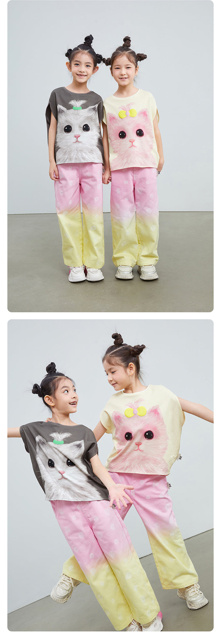 pocoblush original design gradient embossed denim pants 2024 spring and summer new girls' washed long pants