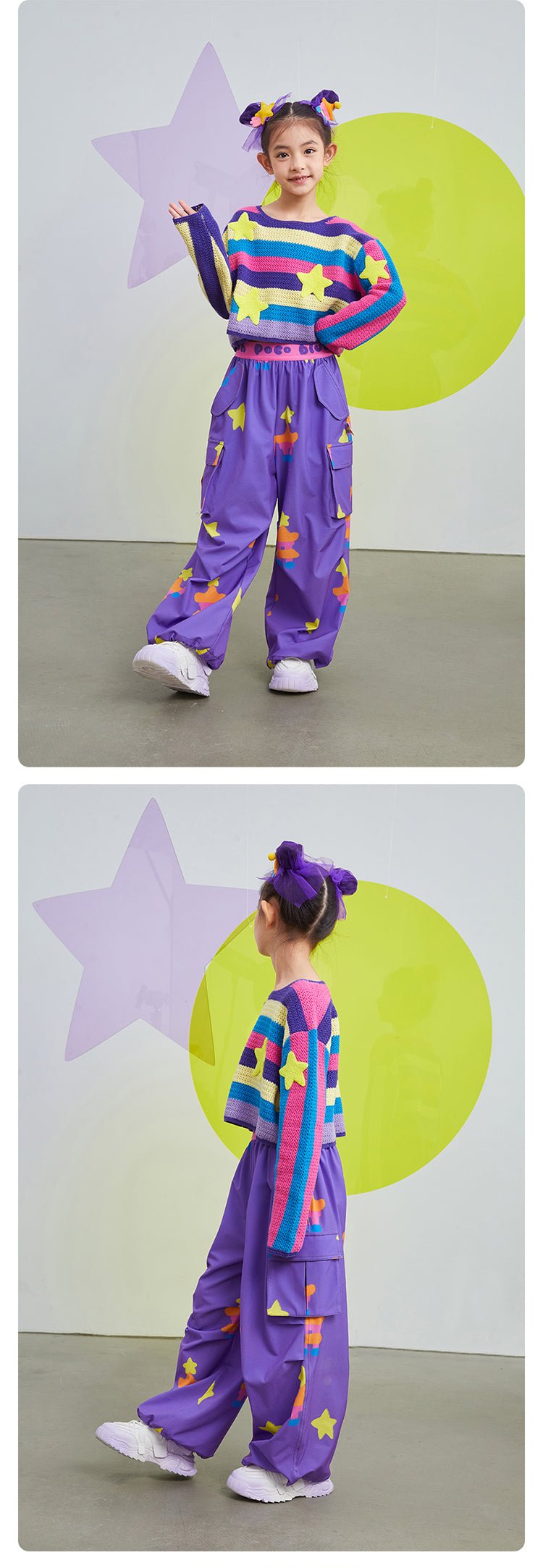 Pocoblush original design star cat pocket overalls pants children's trousers girls' spring and summer models