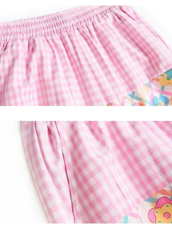 Plaid Pink Loose Pants