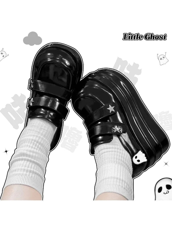 With Ghost Velcro Platform Shoes