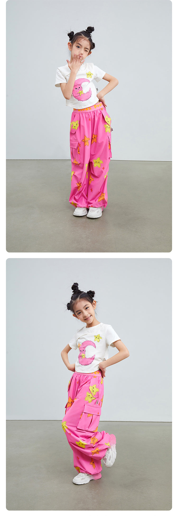 Pocoblush original design star cat pocket overalls pants children's trousers girls' spring and summer models