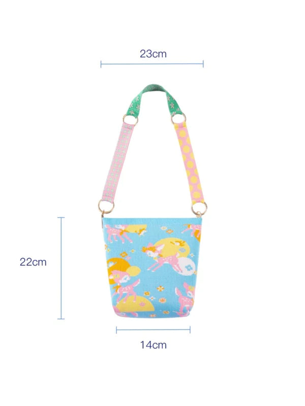 Shimizu Illustration Deer & Cute Ribbon Strap Casual Shoulder Bag