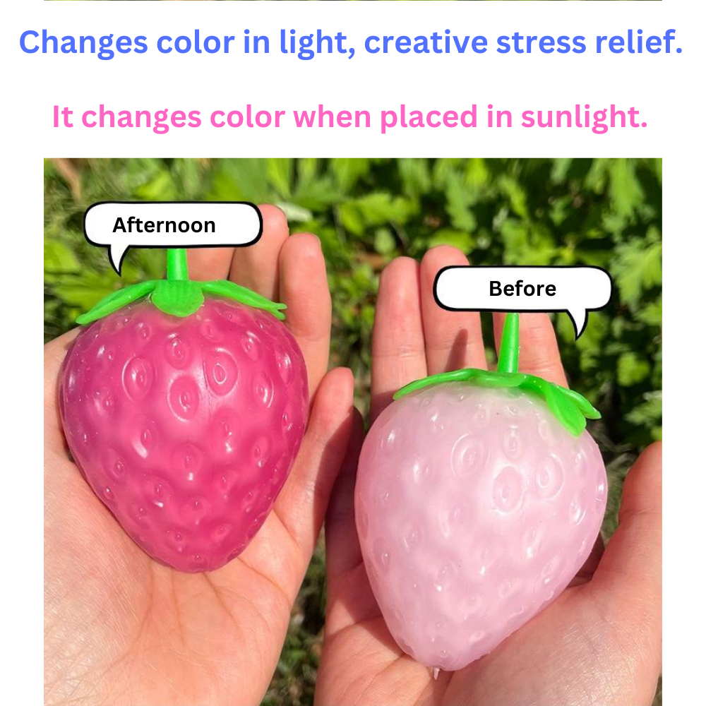 Color-changing strawberry squeeze toy, realistic stress relief toy -PN-5015