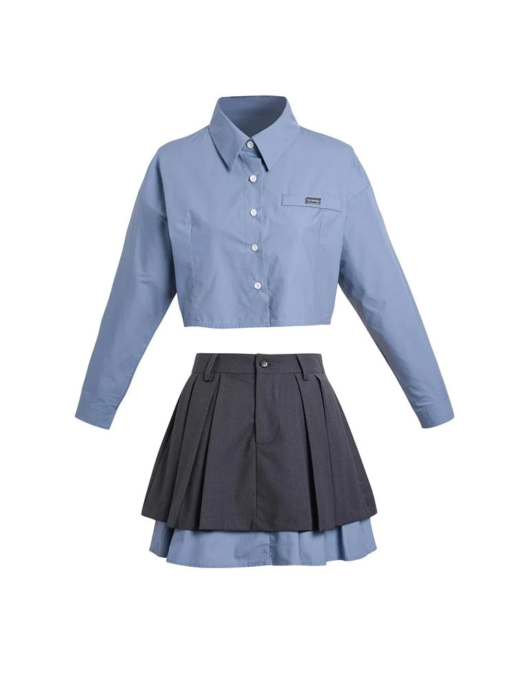 College Mature Cropped Shirt & Skirt