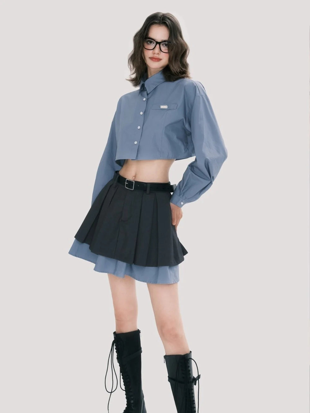 College Mature Cropped Shirt & Skirt