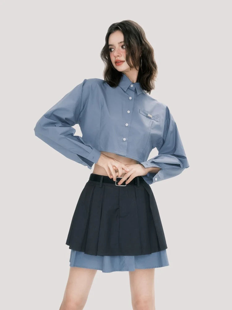 College Mature Cropped Shirt & Skirt