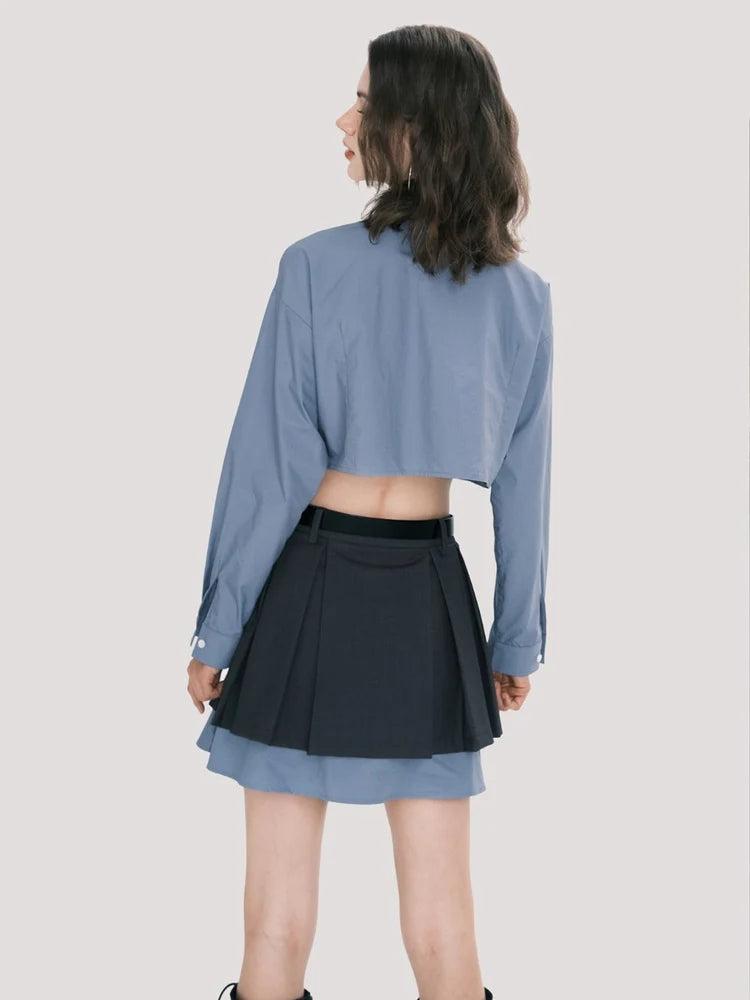 College Mature Cropped Shirt & Skirt