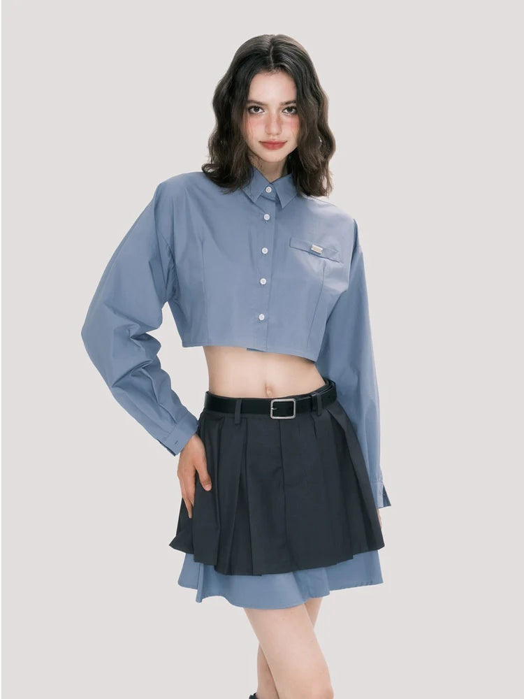 College Mature Cropped Shirt & Skirt