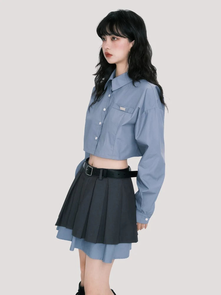 College Mature Cropped Shirt & Skirt