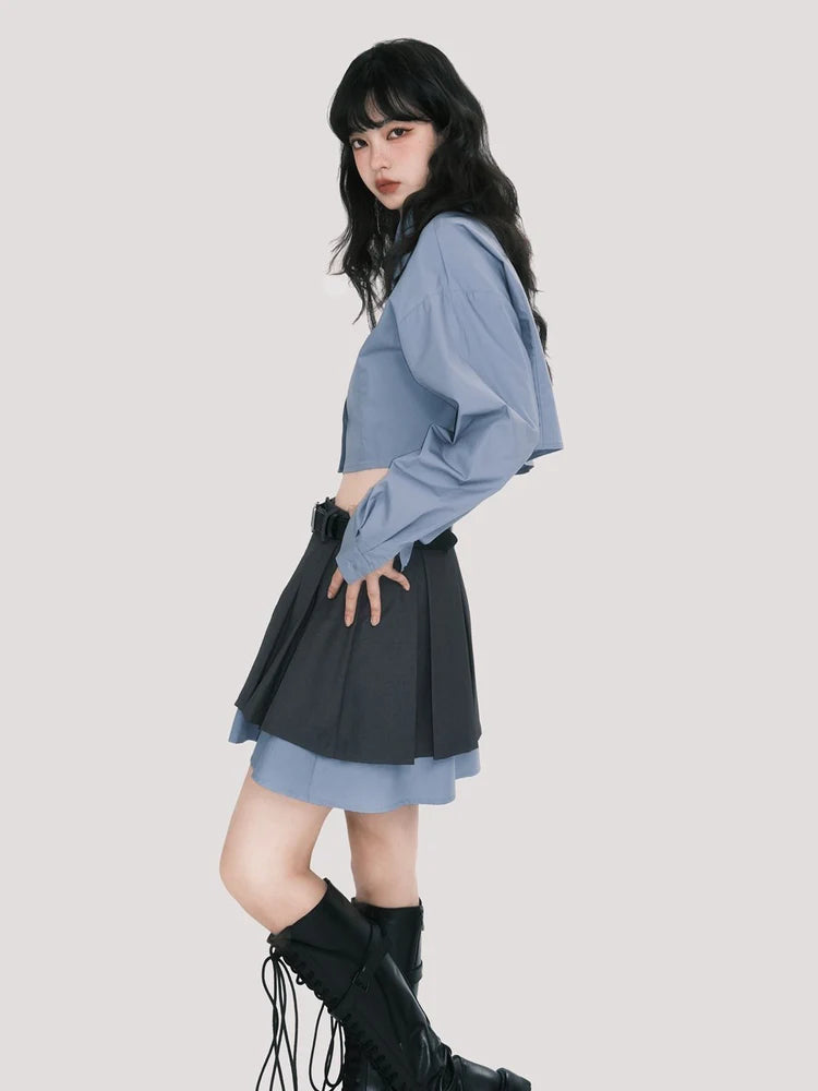 College Mature Cropped Shirt & Skirt