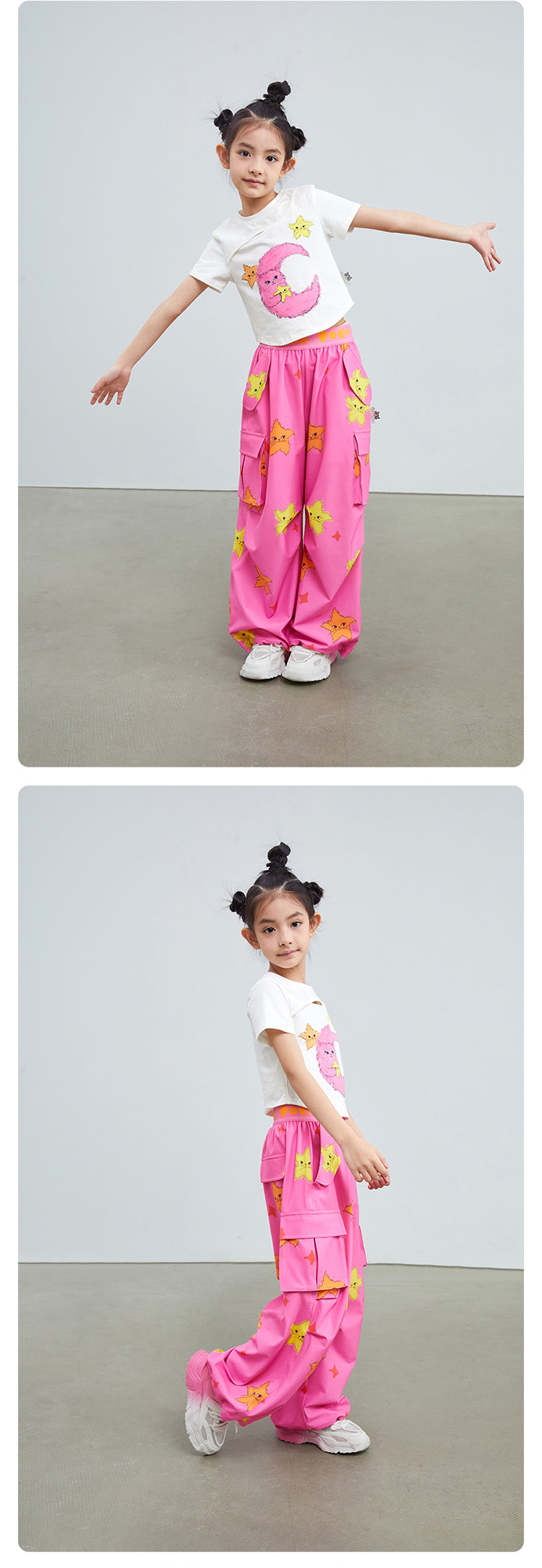 Pocoblush original design star cat pocket overalls pants children's trousers girls' spring and summer models