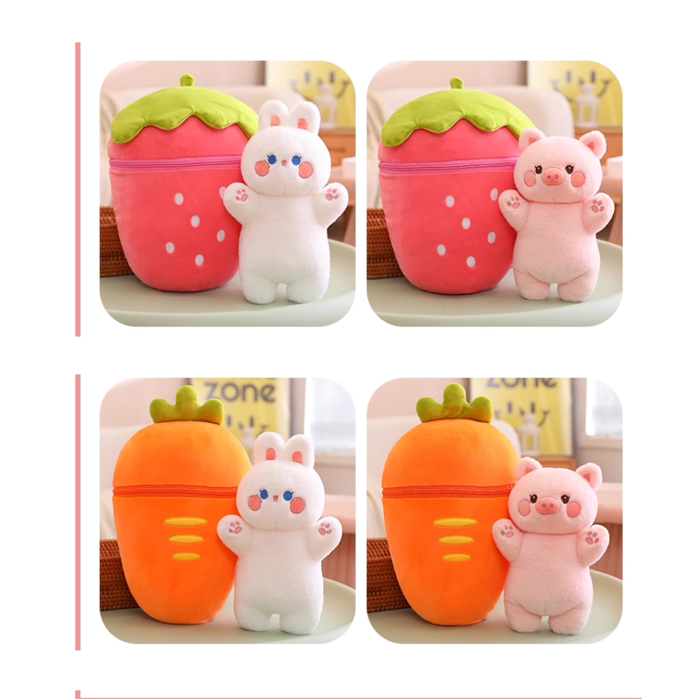 Strawberry Bunny Plush Doll -Carrot Pillow -Plush Doll for Girls #PN5003