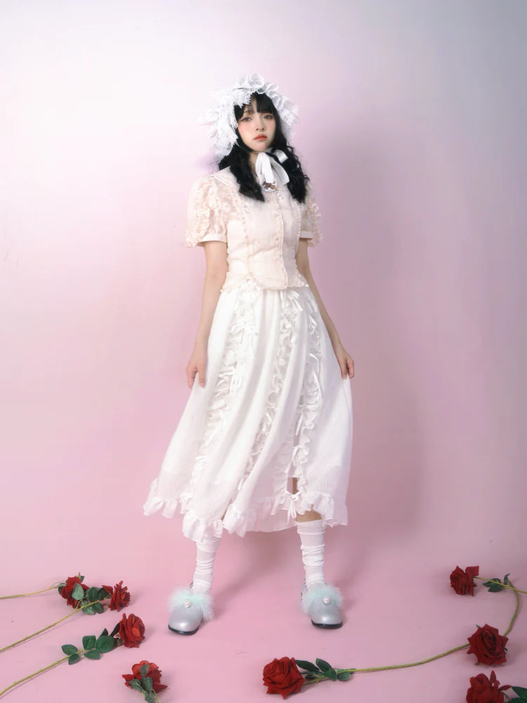 Lolita Frill Ribbon Long Skirt