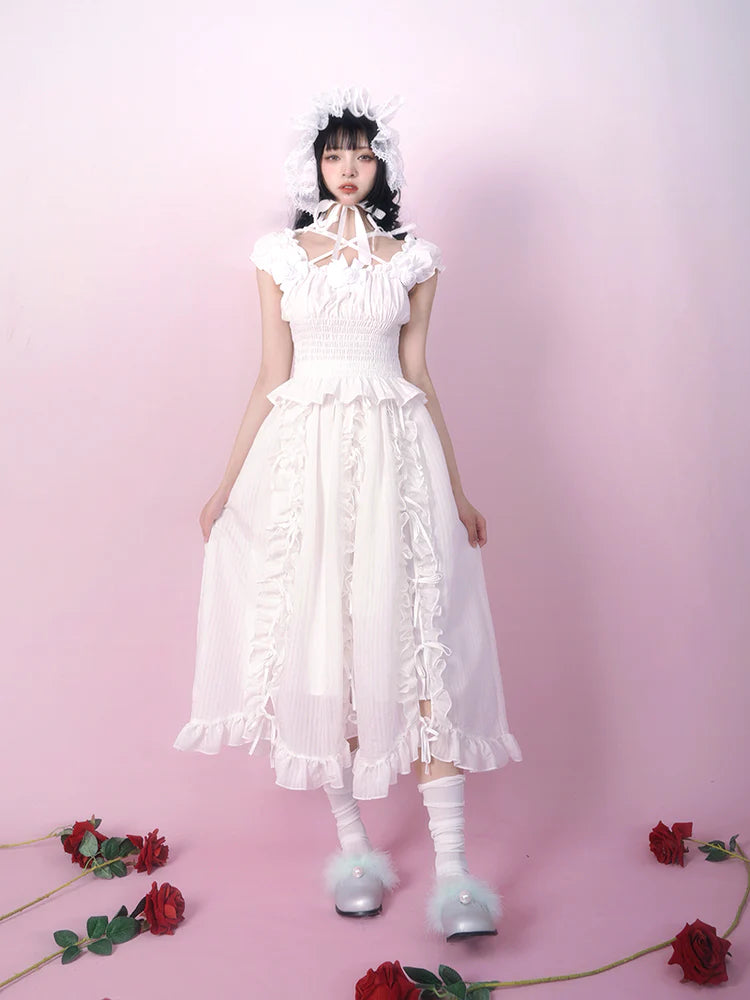 Lolita Frill Ribbon Long Skirt