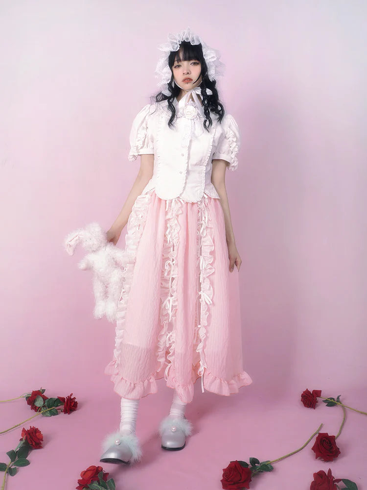 Lolita Frill Ribbon Long Skirt