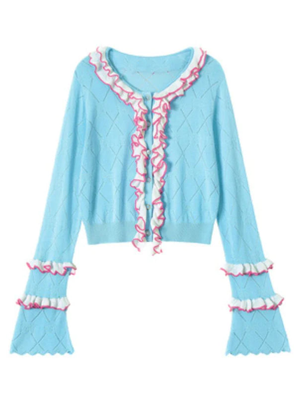 Contrast Frill Cardigan