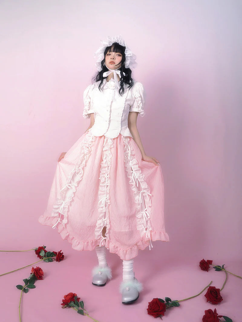 Lolita Frill Ribbon Long Skirt