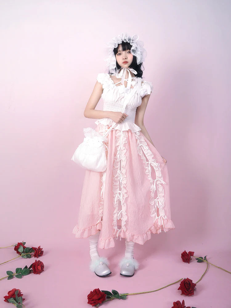 Lolita Frill Ribbon Long Skirt