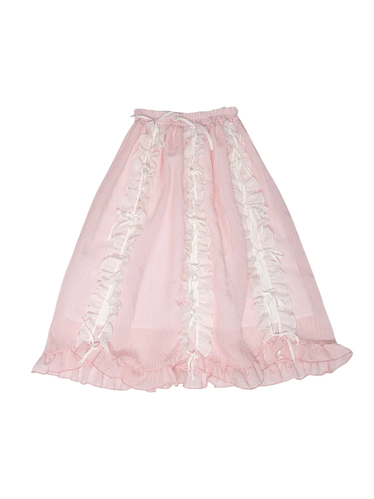 Lolita Frill Ribbon Long Skirt