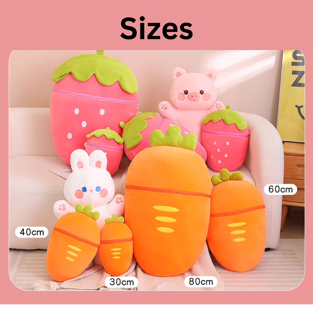 Strawberry Bunny Plush Doll -Carrot Pillow -Plush Doll for Girls #PN5003