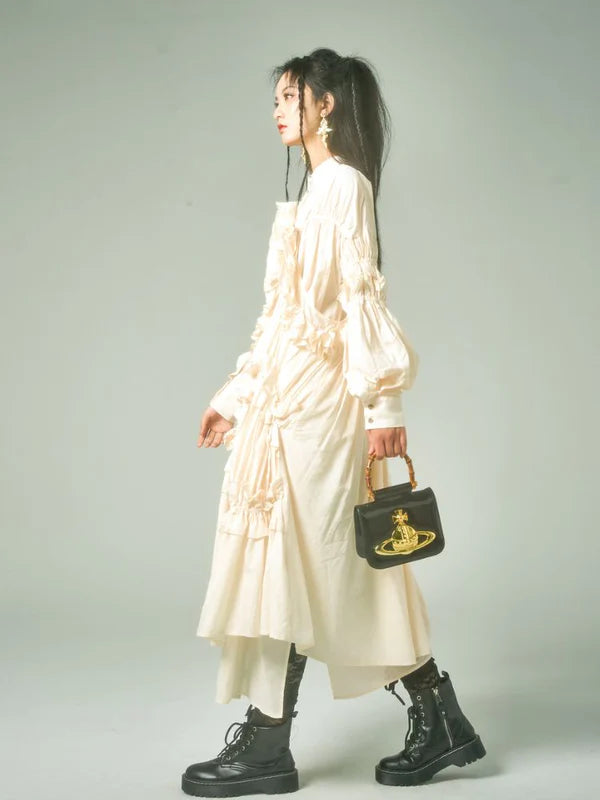 Ruffled Shirt Long Dress