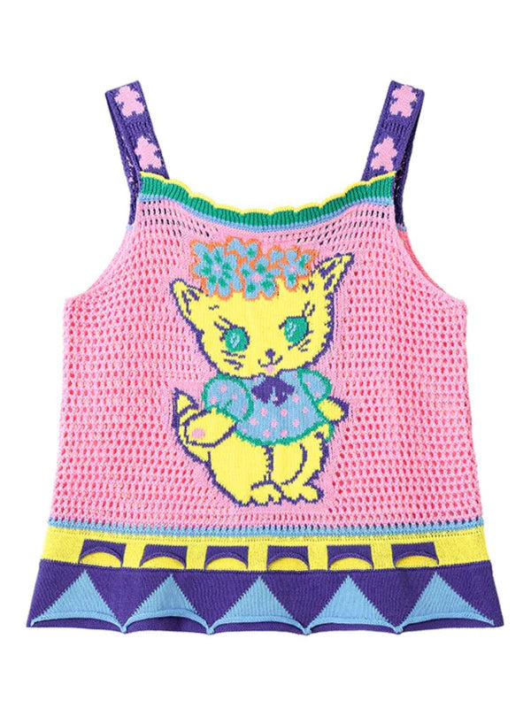 Cute Cat Design Knit Vest