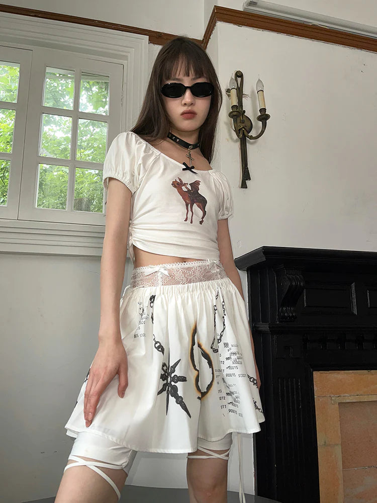 Animal Picture Nichi Flare Mini-Skirt