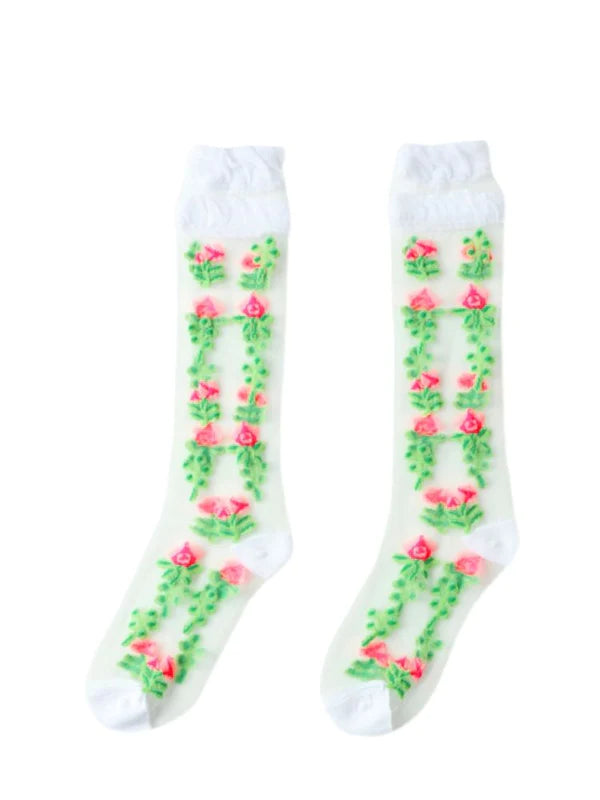 Square Rose Lotus Leaf Socks