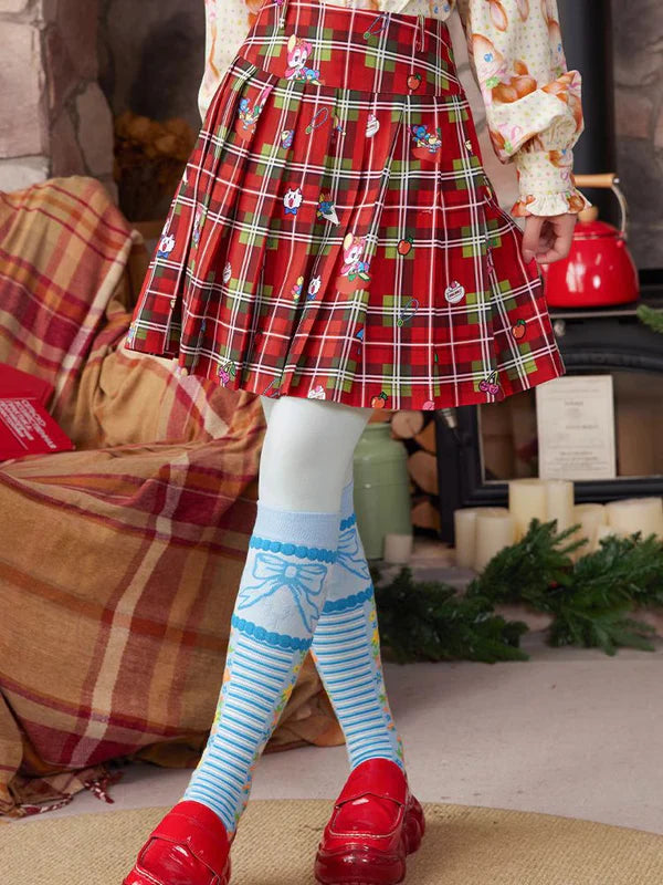 Red Plaid Christmas Pleated Skirt