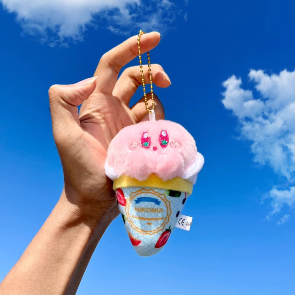 Kawaii Ice Cream Plush Pendant Keychain, Festive Small Gift, Ice Cream Bag Charm, Hanging Decoration #PN5004