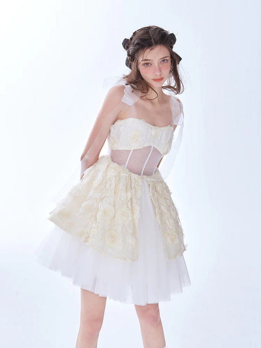 Three-Dimensional Rose Embroidery Princess Dress