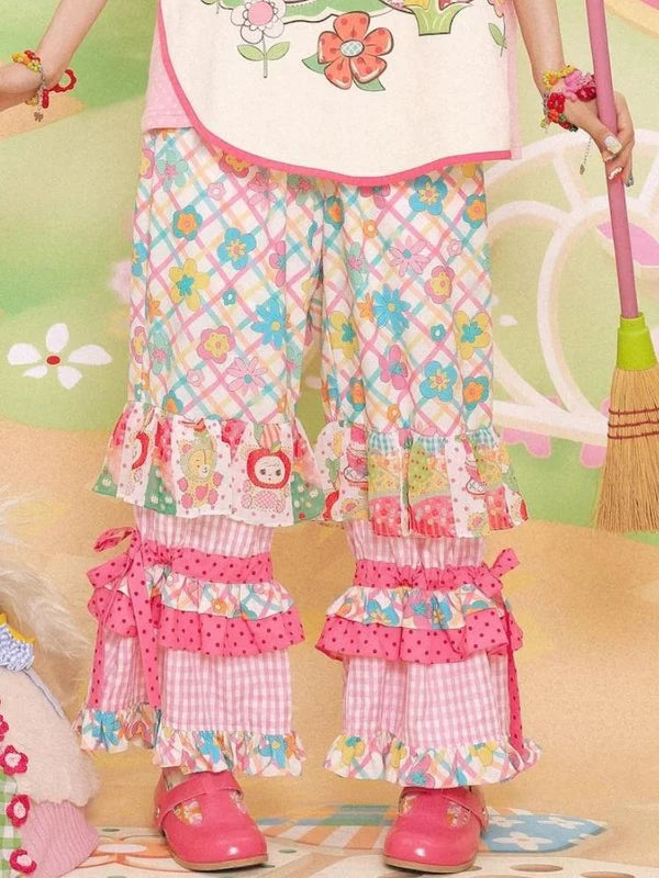 Plaid Pink Loose Pants